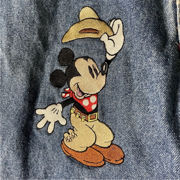 VTG 1992 Too Cute 5 Button Close Denim Jeans L 32X32 Blue Mickey Minnie Mouse - Picture 5 of 9